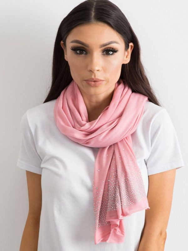 Wholesale Pink scarf with rhinestones