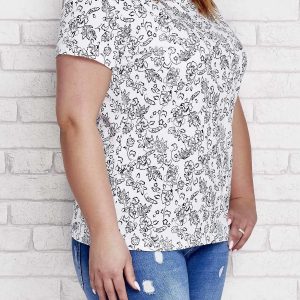 Wholesale White T-shirt with contrasting print PLUS SIZE