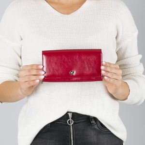 Wholesale Leather smooth women's wallet red