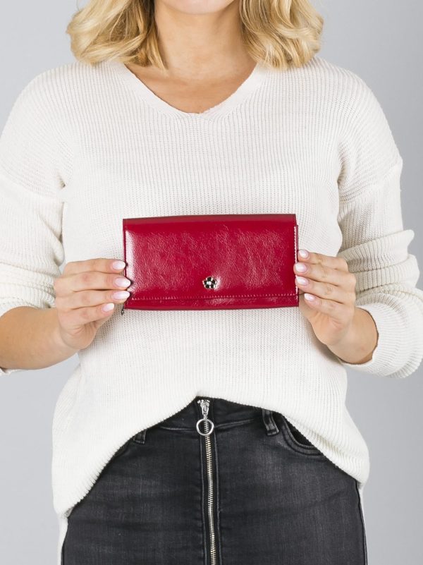 Wholesale Leather smooth women's wallet red