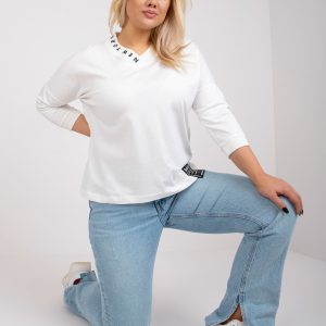 Wholesale Ecru Cotton Plus Size V-Neck Blouse