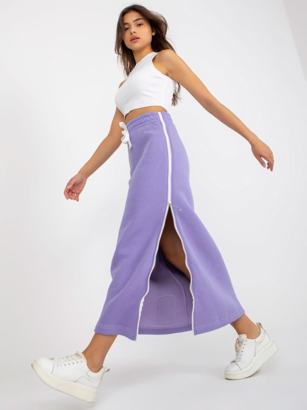 Wholesale Purple midi sweatshirt skirt with binding