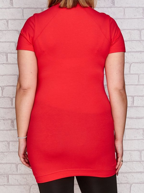 Wholesale Tunic with dark coral print PLUS SIZE