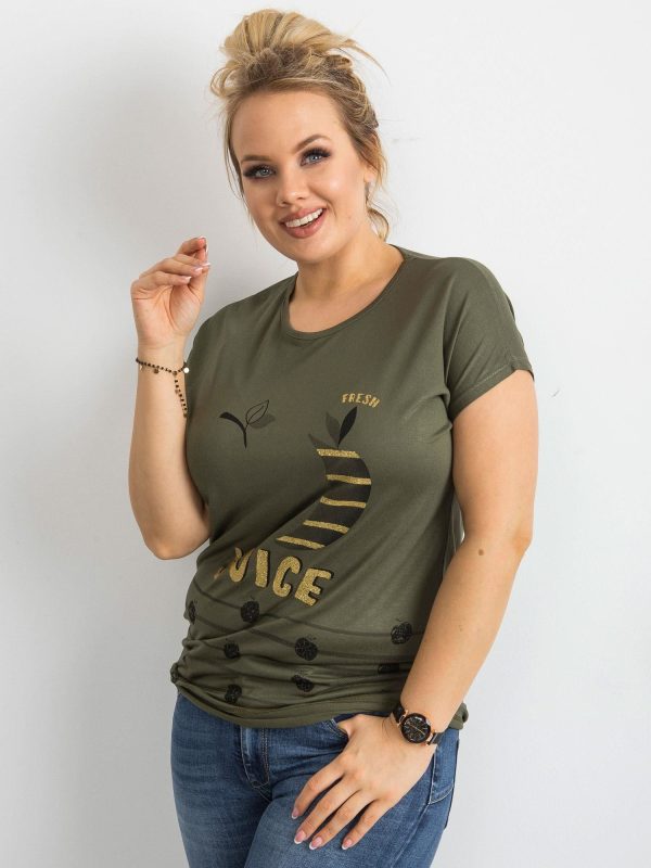 Wholesale Khaki Plus Size Viscose T-shirt