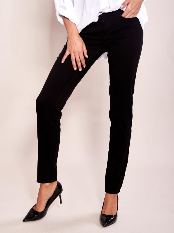 Wholesale Black Straight Fit High Waist Pants