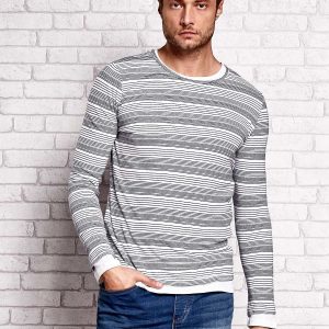 Wholesale VISTULA White and Navy Striped Men's Sweatshirt