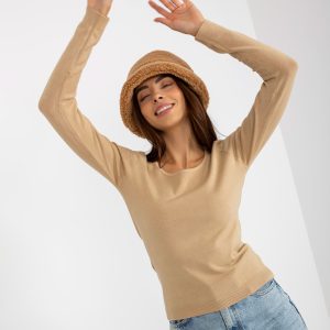 Wholesale Klassischer Camel-Pullover with Rundhalsausschnitt