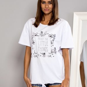 Wholesale WHITE T-SHIRT WITH THE INSCRIPTION ENJOY THE LITTLE THINGS