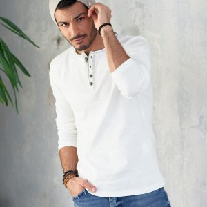 Wholesale Ecru Men's Long Sleeve Blouse