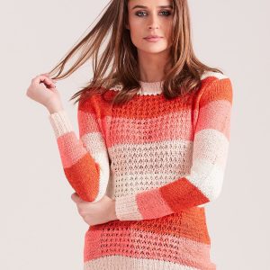 Wholesale Coral-pink striped sweater