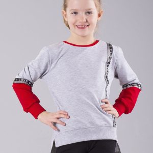 Wholesale Gray girl sweatshirt with appliqué and inscriptions