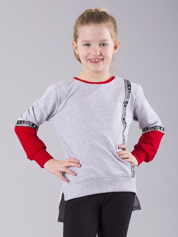 Wholesale Gray girl sweatshirt with appliqué and inscriptions