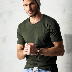 Wholesale Khaki men's t-shirt basic