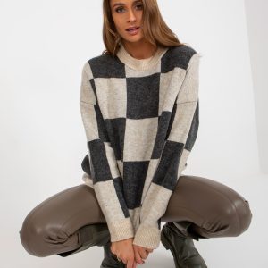 Wholesale Career Damenpullover in Dunkelgrau und Beige