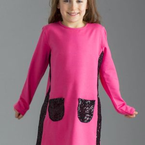 Wholesale Pink girl dress with sequins