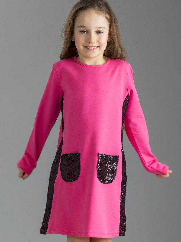 Wholesale Pink girl dress with sequins