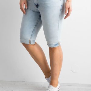 Wholesale Plus Size Light Blue Denim Shorts