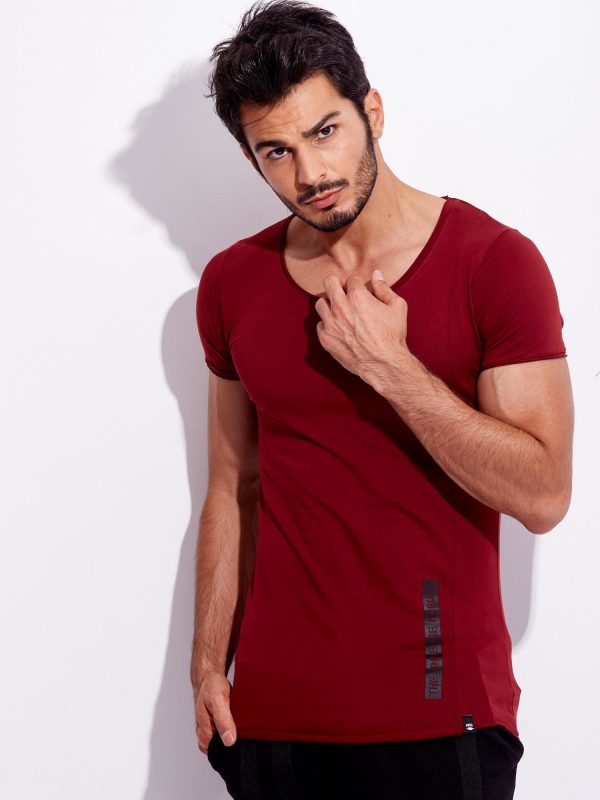 Wholesale Burgundy t-shirt for men with print