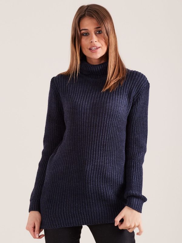 Wholesale Navy blue turtleneck sweater