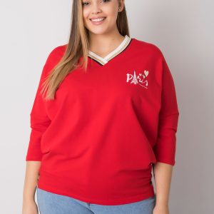 Wholesale Alida Red Plus Size Cotton Blouse