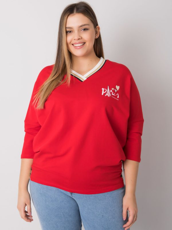 Wholesale Alida Red Plus Size Cotton Blouse