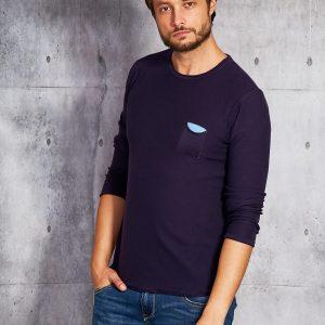 Wholesale Purple men's sweater with pocket