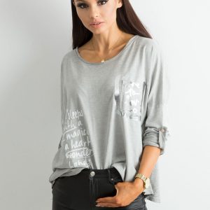 Wholesale Women's Grey Loose Blouse