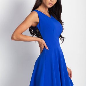 Wholesale Women's dress with transparent back insert cobalt