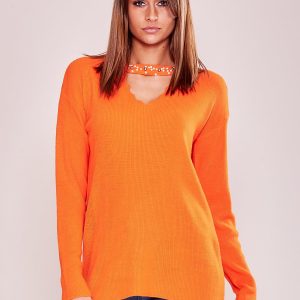 Wholesale Orange sweater with choker