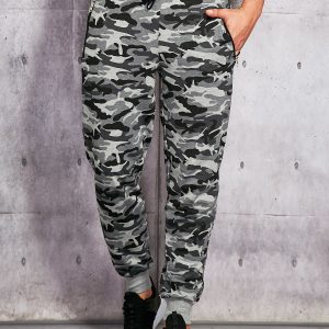 Wholesale Grey camo sweatpants with zippers