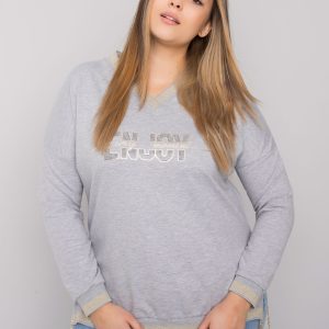 Wholesale Grey melange plus size blouse with Lila applique