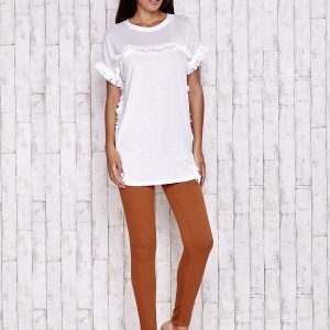 Wholesale Ecru t-shirt with fringe