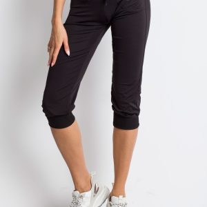 Wholesale Black capri pants with rhinestones and pocket