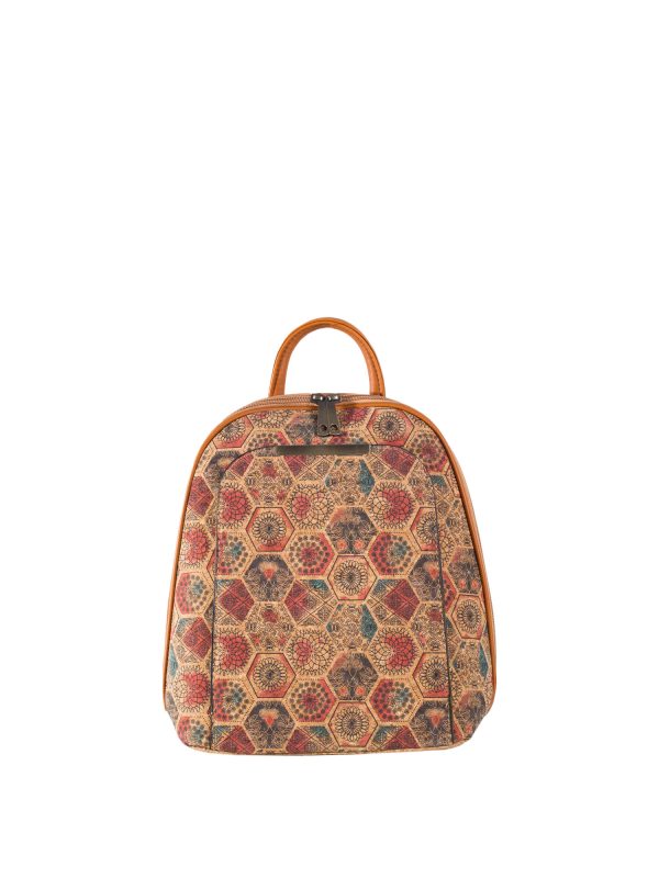 Wholesale Pink Patterned Backpack with Cork