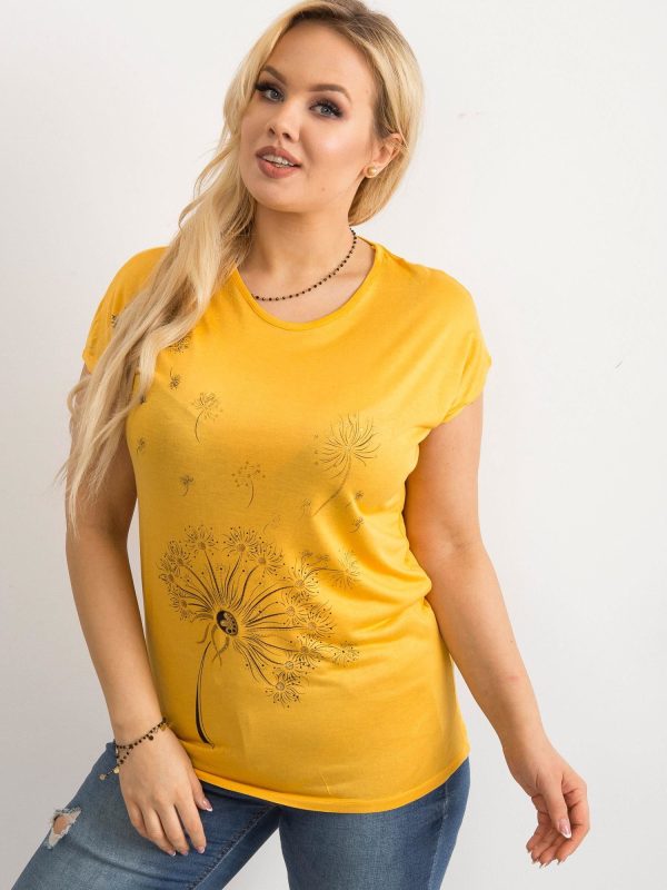 Wholesale Yellow T-shirt for women with plus size print