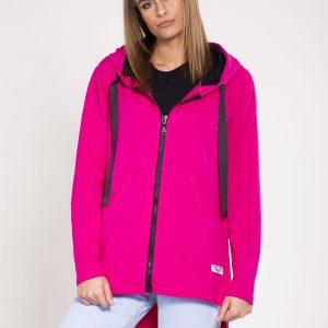 Wholesale Sweatshirt asymmetrical hoodie pink