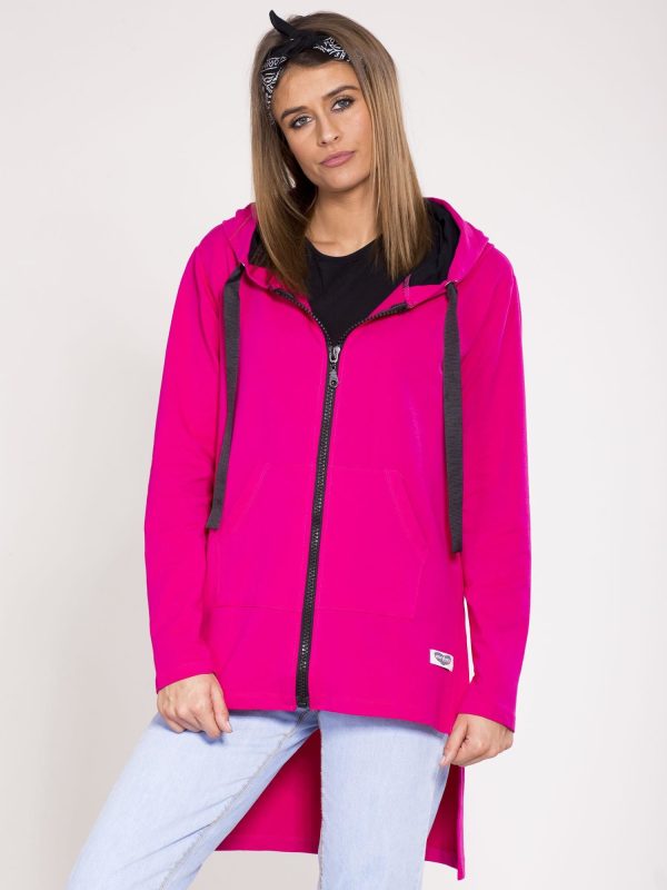 Wholesale Sweatshirt asymmetrical hoodie pink