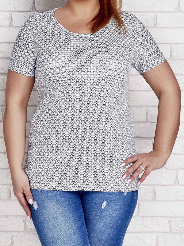 Wholesale White patterned t-shirt PLUS SIZE