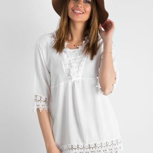 Wholesale Women's white blouse with lace