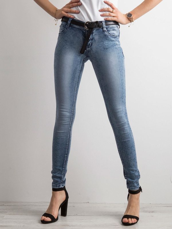 Wholesale Blue skinny jeans in fine pattern