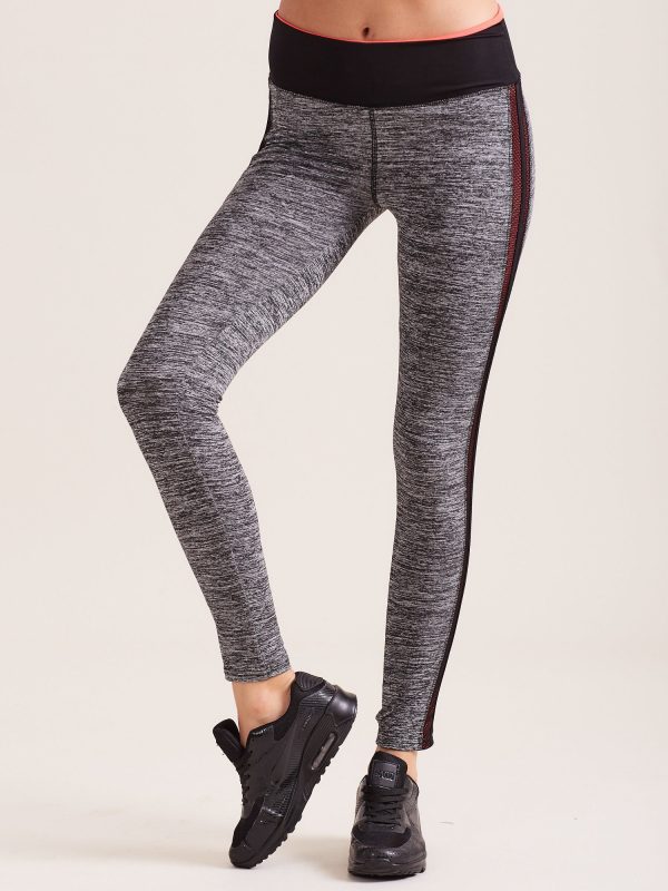 Wholesale Grey leggings with mesh stripes