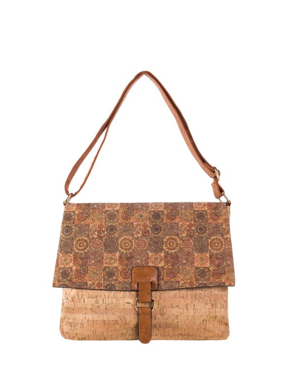 Wholesale Light Brown Patterned Shoulder Bag with Adjustable Strap