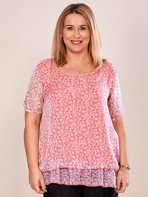 Wholesale Dark pink mist blouse in small meadow PLUS SIZE