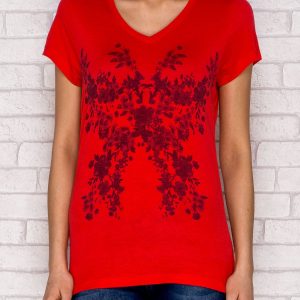 Wholesale Dark coral t-shirt with floral print