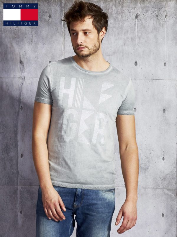 Wholesale TOMMY HILFIGER Men's Grey decatised t-shirt