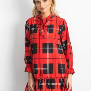 Wholesale Red Plaid Ladies Dress