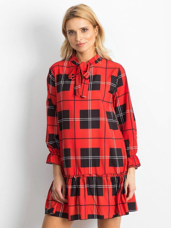 Wholesale Red Plaid Ladies Dress