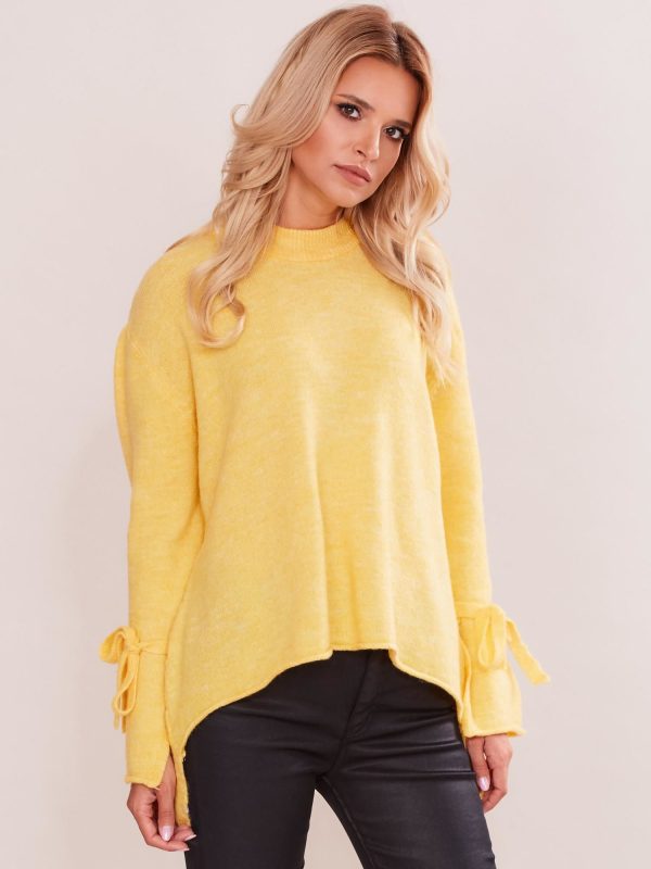 Wholesale Yellow sweater with binding on the sleeves