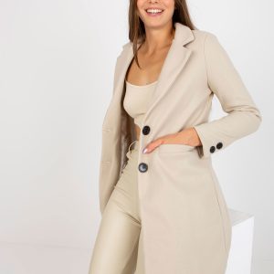 Wholesale Light beige classic coat with Dalida pockets