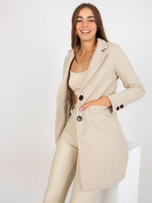 Wholesale Light beige classic coat with Dalida pockets